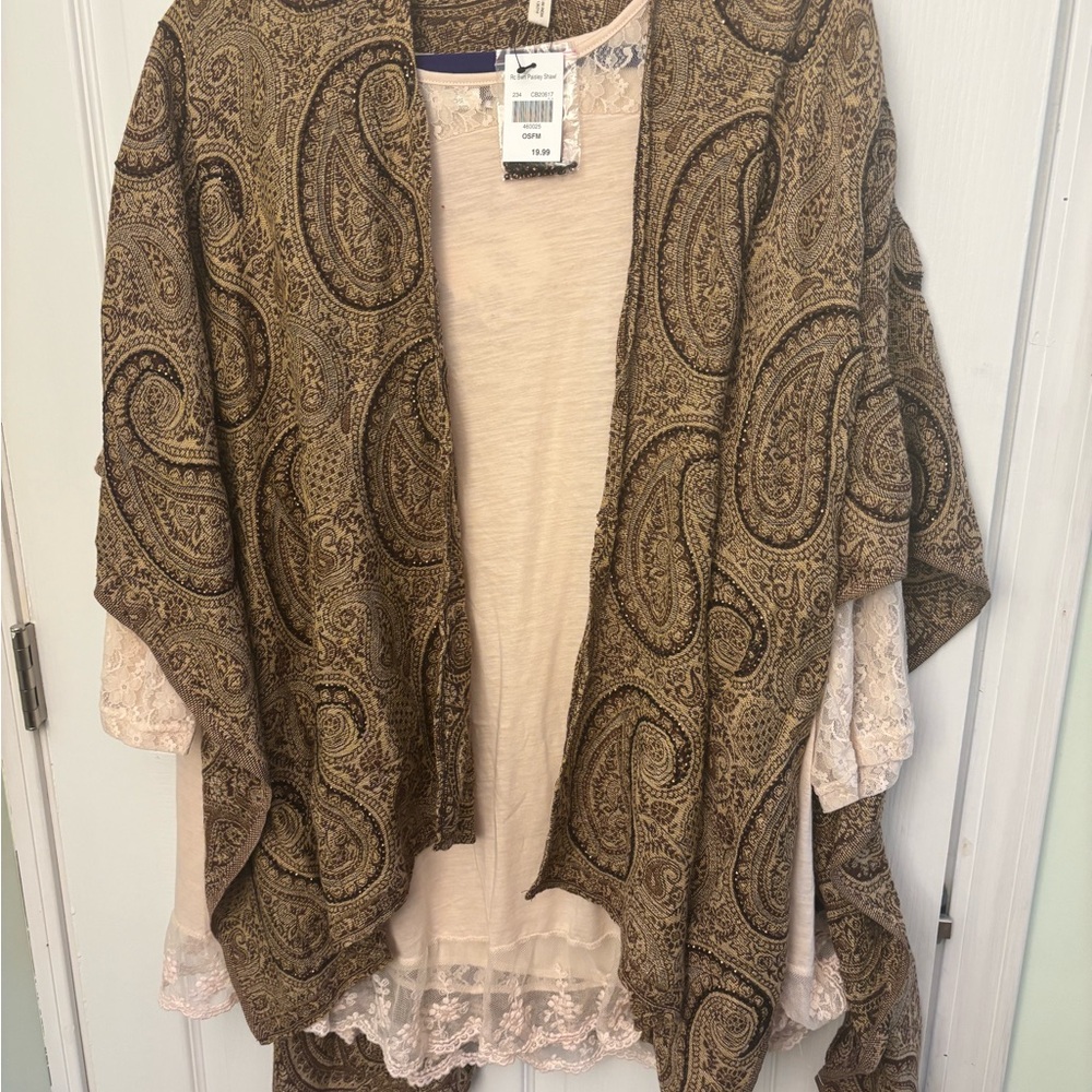Paisley Kimono Cardigan with Lace Trim.  Kimono only for this listing.